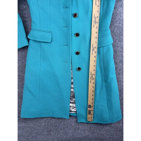 J.Crew Coat Womens 0 Teal Double Cloth Wool Cashmere Long Button Front Lined - Picture 5 of 6